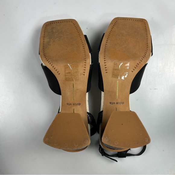 Dolce Vita Womens Tiki Black Embossed Leather Ankle Strap Heels Size 6.5 - Picture 3 of 6